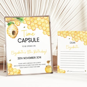 Capsule temporelle premier jour des abeilles 1er anniversaire, livre d'or personnalisé bourdon, carte de voeux d'anniversaire déco abeille, carte de porte-bonheur 1er anniversaire abeille