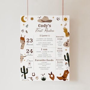 La mia prima tavola miliare del compleanno di Rodeo, segno della pietra miliare del compleanno del cowboy, poster della pietra miliare del compleanno occidentale, poster del primo compleanno, CI
