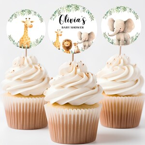 Safari Baby Shower Cupcake Toppers: Jungle Animals (Digital Download)