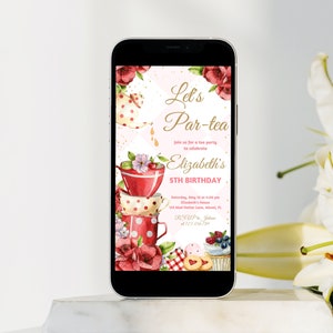 Birthday Tea Party Mobile Invitation, Tea Party Decor, Garden Party, Tea Party Birthday Digital Invitation, High Tea Invitation, Tea Evite