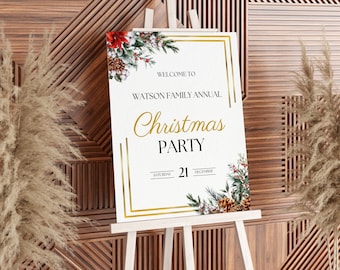 Editable Christmas Party Welcome Sign Template (Digital Download)
