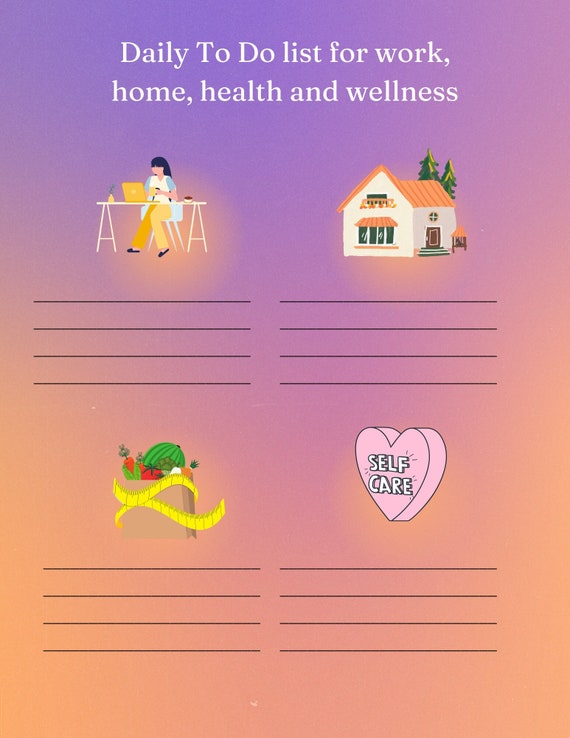 Customizable to do list for work home health and wellness etsy