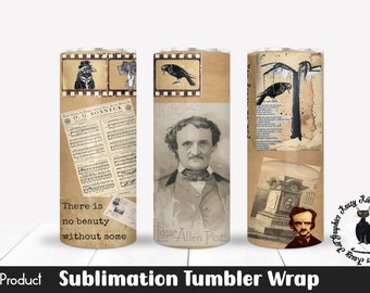 Edgar Allan Poe, Vintage, Waterslide, Sublimation, Tumbler Digital Download File PNG,JPG