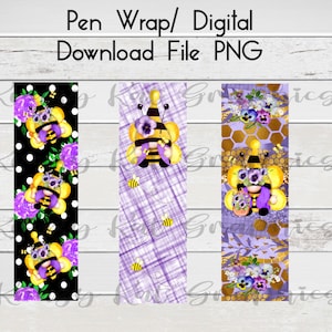 Bee Gnome, Epoxy, Crafting Supply, ink joy pen, Pen Wrap Digital Download file PNG