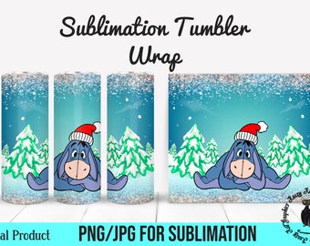 Eeyore Christmas Tumbler Wrap: Winter Sublimation Design (Digital Download)