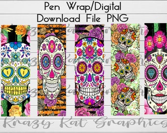 Suikerschedels, Day of The Dead, epoxy, Crafting Supply, Ink Joy-pen, Pen Wrap Digitaal downloadbestand, png PNGEgg