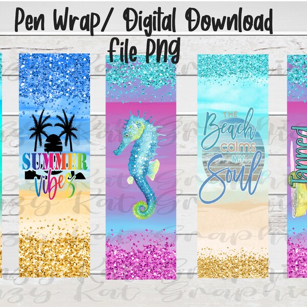 Beach, Summer, Epoxy, Crafting Supply, ink joy pen, Pen Wrap Digital Download file PNG