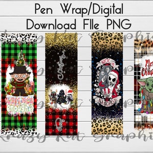 Personaje navideño, envoltura de pluma, epoxi, suministro de artesanía, pluma de alegría de tinta, archivo de descarga digital Pen Wrap PNG