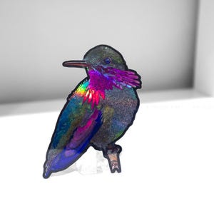 Hummingbird Stickers, Holographic Animal Stickers, Colorful Wildlife Art, Hand Drawn Artwork, Hummingbird gifts