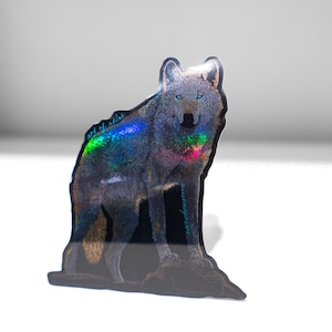 Wolf Stickers, Holographic Nature Stickers, Hand drawn artwork of Wolves, Gifts for Animal lovers, Wildlife Art