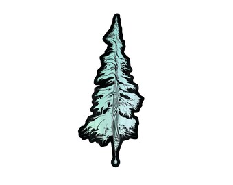 Holographic Pine Tree Sticker, Waterproof Vinyl Forest Artwork