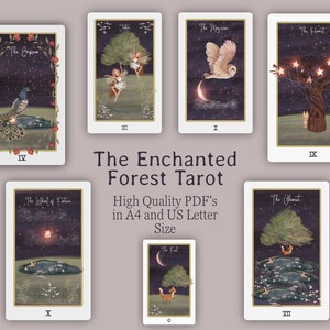 Printable Tarot Deck, Enchanted Forest Tarot Cards, Tarot Card Deck, Unique Pick a Card Tarot, New Release Tarot, Tarot Card Sticker,Journal
