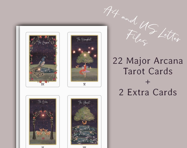 Printable Tarot Deck, Enchanted Forest Tarot Cards, Tarot Card Deck