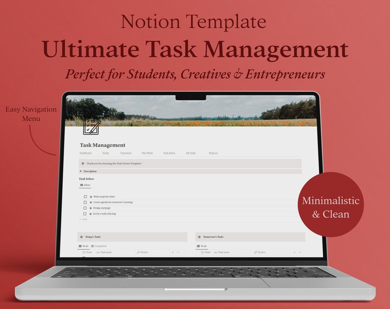 Task and Project Management Notion Template - Task Digital Planner ...