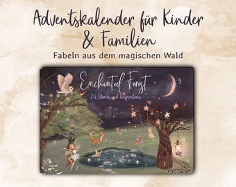 Handgemachter Adventskalender für Kinder und Familien zum Ausdrucken Deutsch & Englisch, DIY Adventskalender Weihnachten 2023, Adviento Mágico