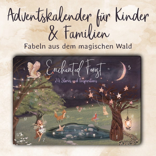 Handgemachter Adventskalender für Kinder und Familien zum Ausdrucken Deutsch & Englisch, DIY Adventskalender Weihnachten 2023,Magical Advent