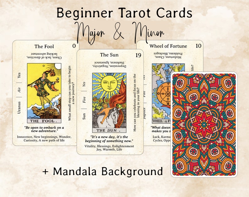 Complete 78 Cards Printable Tarot Cards With Keywords | Beginner Tarot ...