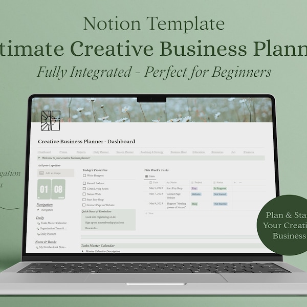 Creative Business Planner - Notion Planner - Ultimate Life Planner - Small Business Template - Finance Tracker - Bookkeeping - Art Business