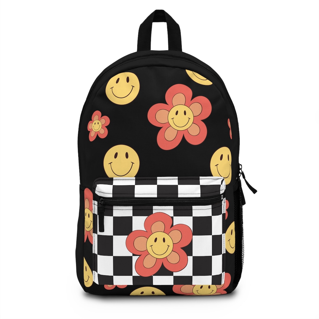 【GRAVER】22SS★ White Flower Smile Embroidery Backpack Flower Smile Embroidery One Pocket Backpack - GRAVER | 60