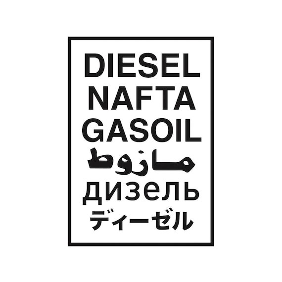 Diesel Multi Language Decals, 6 Languages, Fuel Sticker 