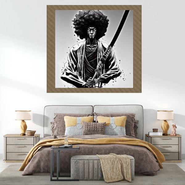 Afro Samurai Art -Digital Download, Original Art, Printable Wall Art, Download Printable file.