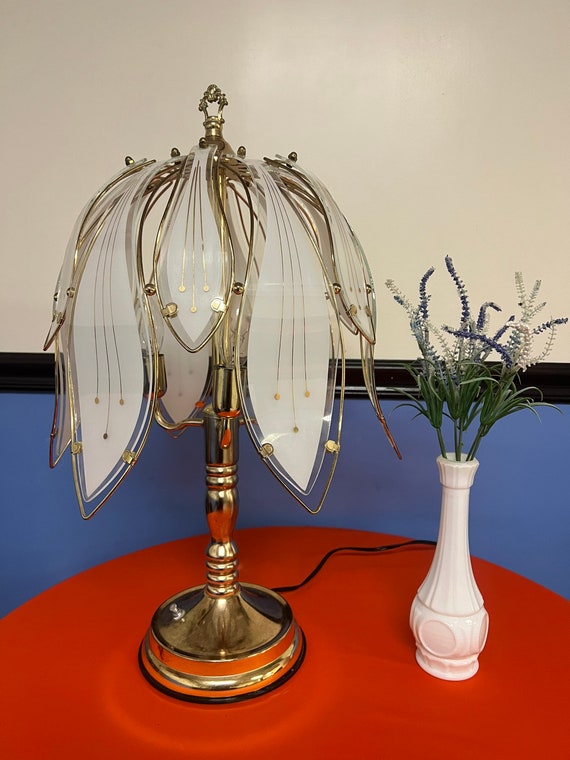 Brass and Glass Table Lamps Vintage Glass Lamps Vintage Etsy