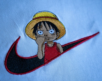 One Piece Luffy T-shirt, cotton, embroidered, anime Luffy