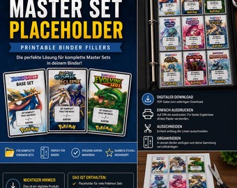 Masterset Pokémon Binder Placeholder PDF | Printable Binder Filler Cards | Pokédex Placeholder Template | Custom Pokémon Proxy Inserts