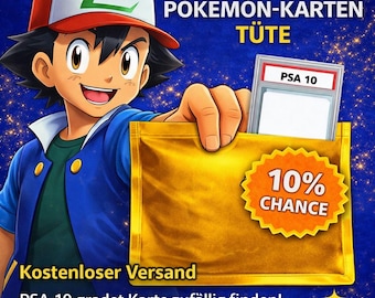 Surprise Pokémon Card Pack – 3 Booster Packs, Art Rare Card & 10% Chance of a PSA Graded Card!