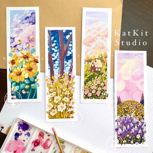 Flower Bookmarks | Hand-Painted Bookmarks | Acrylic Bookmark Art | Gift for Readers | Book Lover Art Print | Floral Painting | Bookmark Set