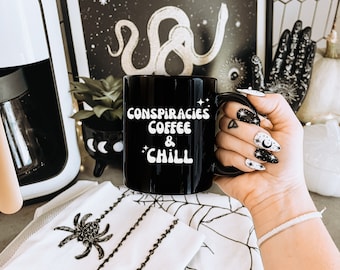 Alien UFO Mug, Funny Halloween Mug, Funny Coffee Mug, Conspiracy Theory Mug, Holiday Gift, Holiday Mug, Bigfoot Mug, Illuminati, Aliens