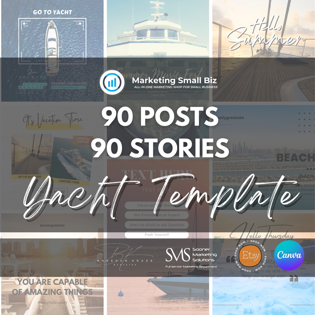 180 Yacht Social Media Posts 90 Yacht Social Media Stories and Posts ...