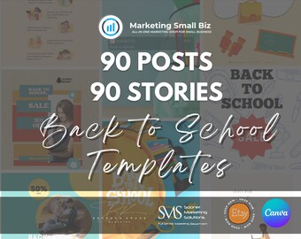 180 Back To School Social Media Posts | 90 Back To School Social Media Stories and Posts for Facebook & Instagram | Canva Template