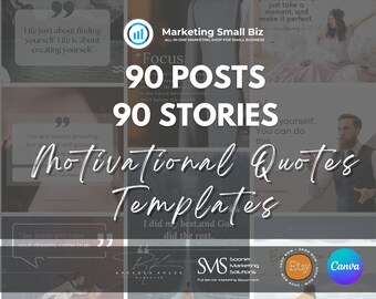 180 Motivational Quotes Social Media Posts | 90 Motivational Quotes Social Media Stories and Posts for Facebook & Instagram | Canva Template