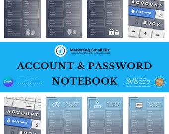 Account and Password Notebook Sheet Canva Templates | Instant Download | 2 Colors | Password Logbook | Canva Template