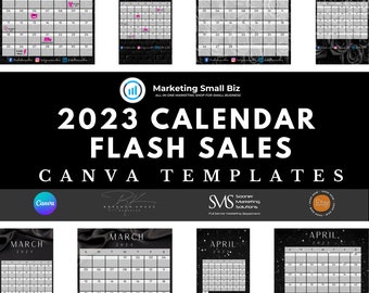 2023 Black Calendar Flash Sales | 2023 Calendar Flash Sales Stories and Posts for Facebook & Instagram | Canva Template