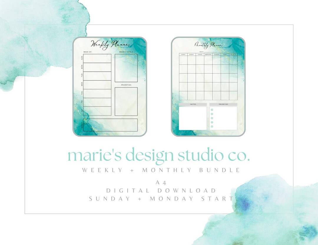 Weekly Monthly Digital Planner Bundle | Weekly Planner | Monthly ...