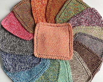 Hand Knit Cotton Dishcloth Washcloth Handmade - TWIST COLORS - Ready To Ship