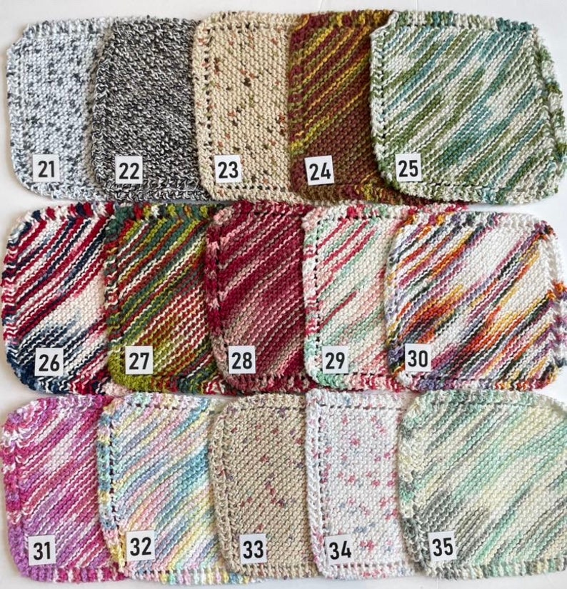 Hand Knit Cotton Dishcloth Washcloth Handmade VARIEGATED COLORS 1 Ready To Ship image 2