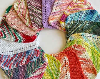 Hand Knit Cotton Dishcloth Washcloth Handmade - Ready To Ship