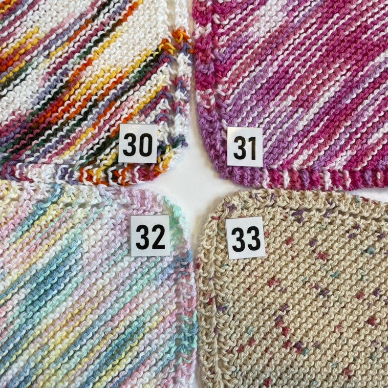 Hand Knit Cotton Dishcloth Washcloth Handmade VARIEGATED COLORS 1 Ready To Ship image 6