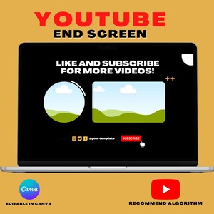 Youtube Outro End Screen | Youtube Channel Art | Instant Download