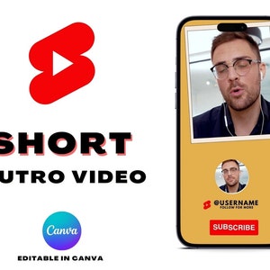 Animated YouTube Shorts Outro Video | Customizable Canva Template | With End Screen | Instant Download | Social Media Branding Template