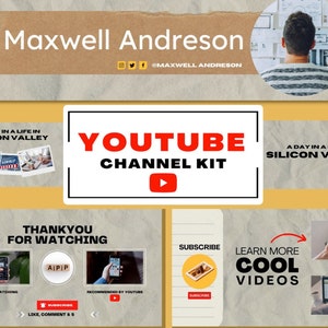 Youtube Channel Kit | YouTube Intro - End Screen - Channel Ar | Instant Download