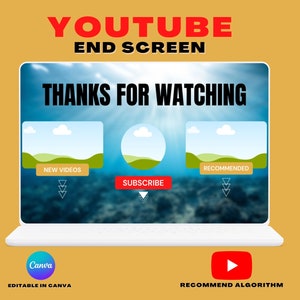 Youtube Outro End Screen | Youtube Channel Art | Instant Download