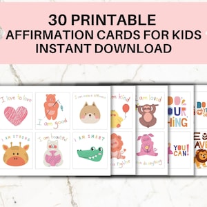 Positive Affirmationskarten für Kinder | Set von 30 druckbare Affirmationskarten für Kinder | Digitaler Download | Lehrer Geschenk | PDF | Autismus | ADHS