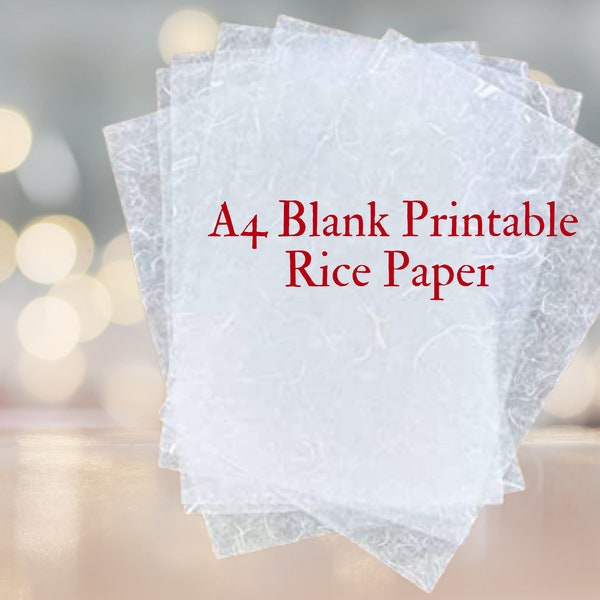 5 Sheets Rice Paper, A4 White Rice Paper, Mulberry Paper, Plain Rice Paper, A4 Rice Paper, Decoupage Paper, Printable Rice Paper