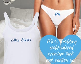 Mrs. Custom Embroidered Premium Tank and Panty Set