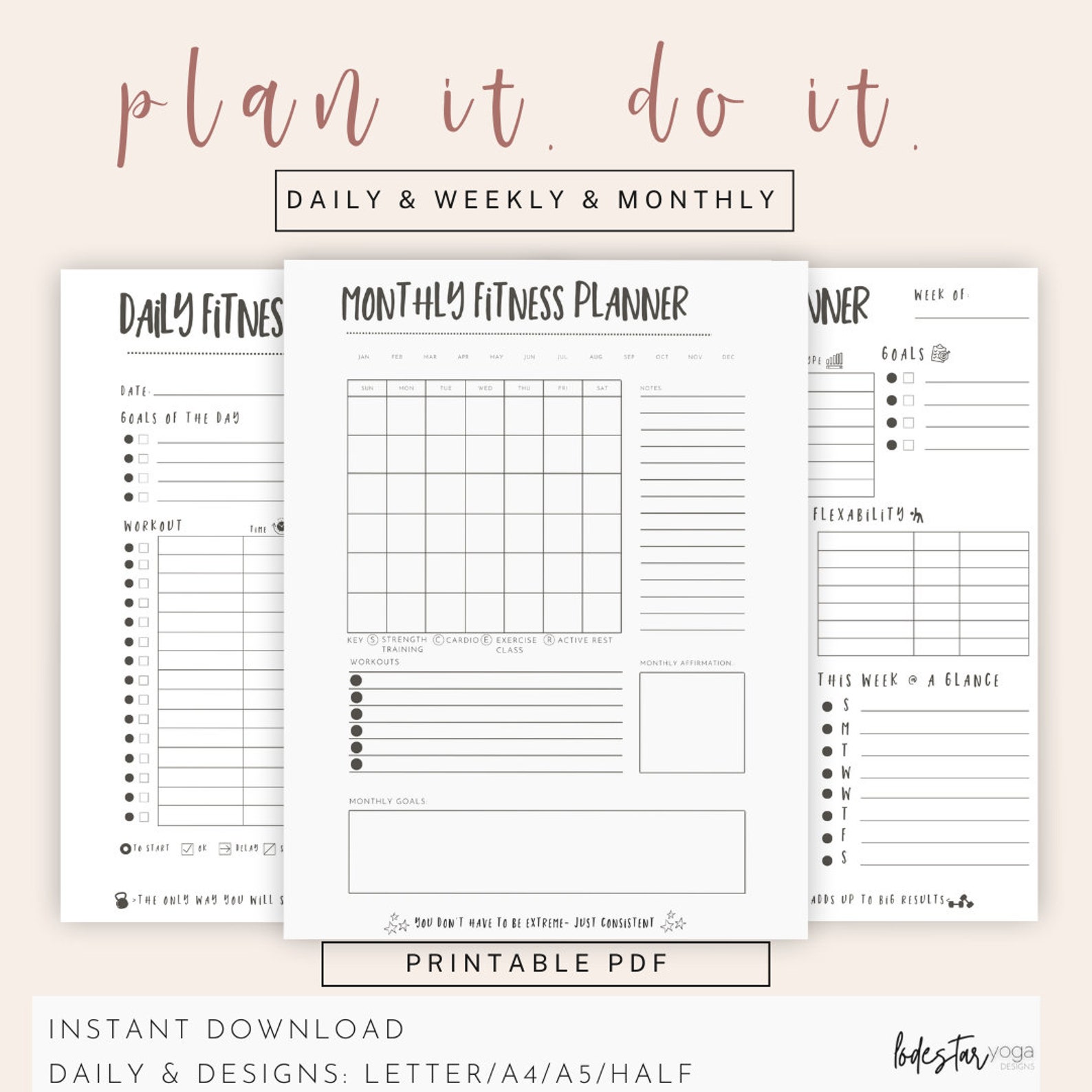 Fitness Tracker Printable Daily Exercise Planner Weekly - Etsy