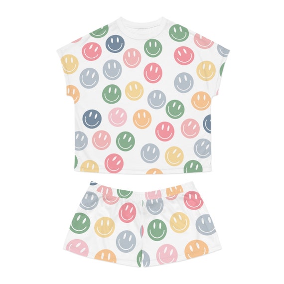Women's Short Pajama Set Smiley Face Pjs Etsy